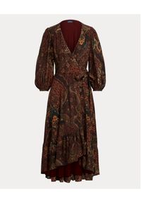Ralph Lauren - RALPH LAUREN - Bawełniana sukienka we wzór paisley. Typ kołnierza: polo. Kolor: brązowy. Materiał: bawełna. Wzór: paisley. Długość: midi #4
