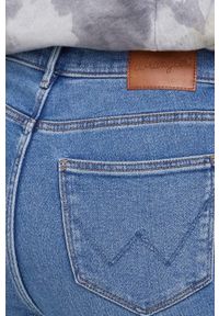 Wrangler jeansy HIGH RISE SKINNY RIVER damskie high waist. Stan: podwyższony. Kolor: niebieski #5