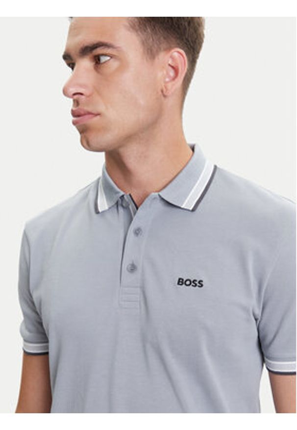 BOSS Polo Paddy 50469055 Szary Regular Fit. Typ kołnierza: polo. Kolor: szary. Materiał: bawełna