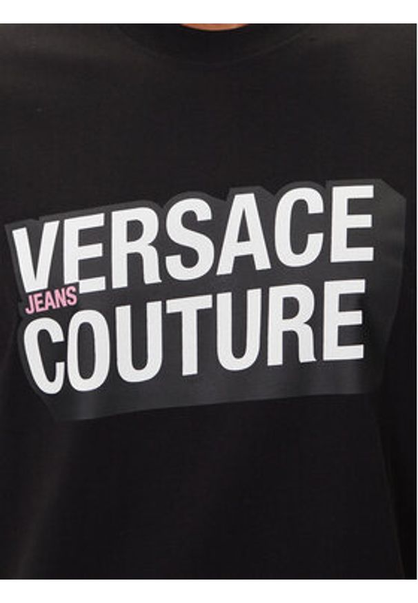 Versace Jeans Couture T-Shirt 79GAHP02 CJ01P Czarny Regular Fit. Kolor: czarny. Materiał: bawełna