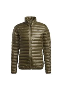 Adidas - Kurtka adidas Varilite, Mężczyźni. Kolor: zielony. Materiał: puch, poliester, materiał. Sport: turystyka piesza