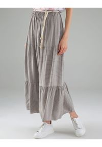 Unisono - SPÓDNICA MAXI Z FALBANAMI 173-7689 FANGO. Materiał: wiskoza #1