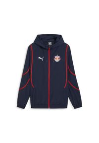 Puma - Męska kurtka przedmeczowa z tkaniny FC Red Bull Salzburg PUMA Club Navy Red Blue. Kolor: czerwony, niebieski, wielokolorowy. Materiał: tkanina