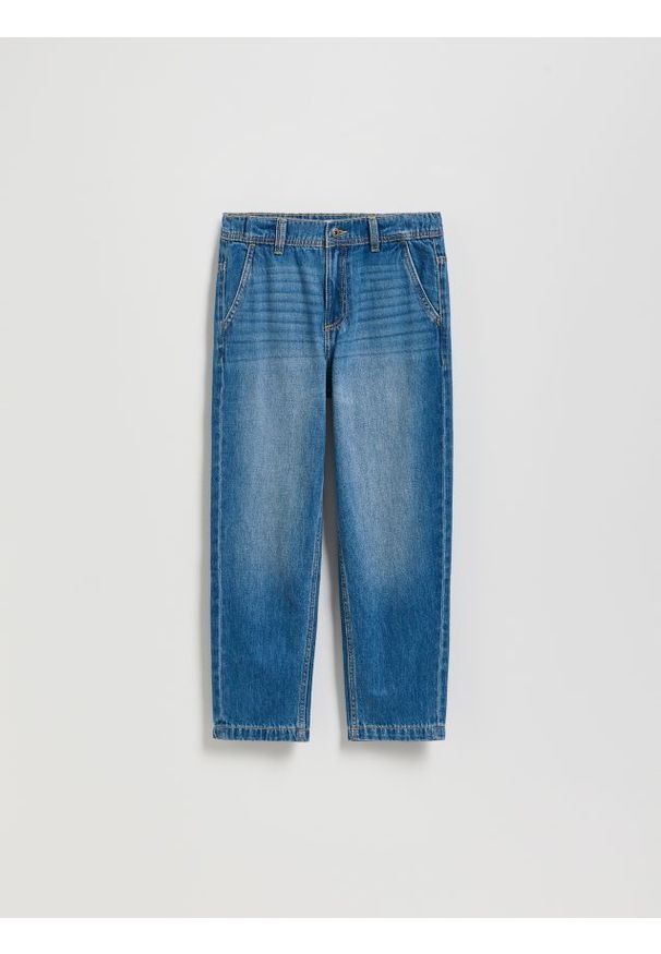 Reserved - Jeansy Carrot - niebieski. Kolor: niebieski
