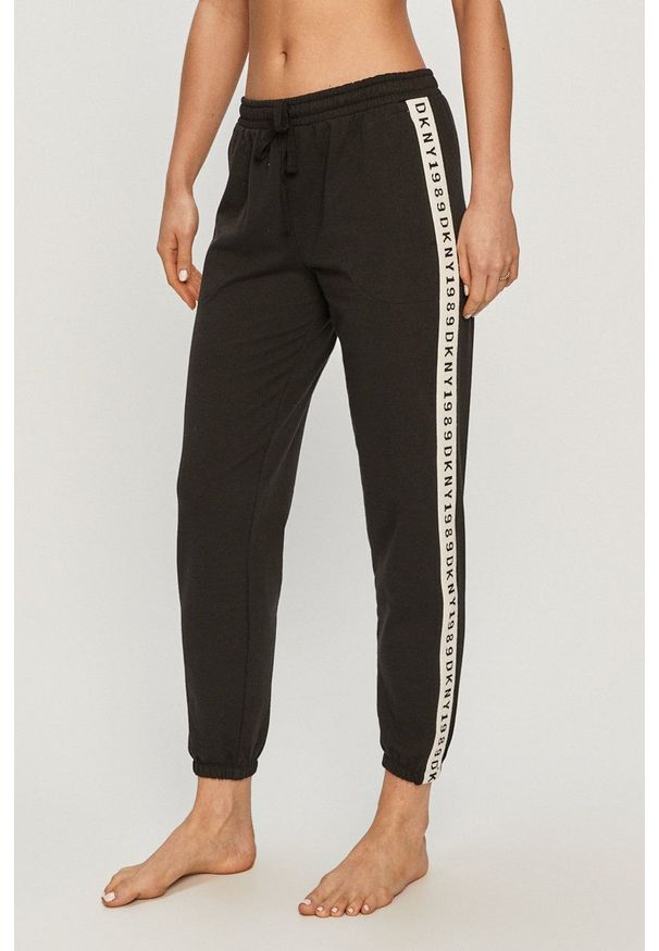 DKNY - Dkny - Spodnie piżamowe. Kolor: czarny. Materiał: dzianina. Wzór: nadruk