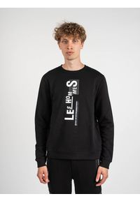 Les Hommes Bluza | LLH403-758P | Sweater | Mężczyzna | Czarny. Okazja: na co dzień. Kolor: czarny. Materiał: bawełna. Wzór: nadruk. Styl: casual