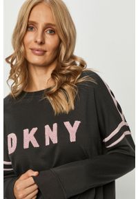 DKNY - Dkny - Bluza piżamowa. Kolor: szary. Materiał: poliester, dzianina, elastan. Wzór: aplikacja #5