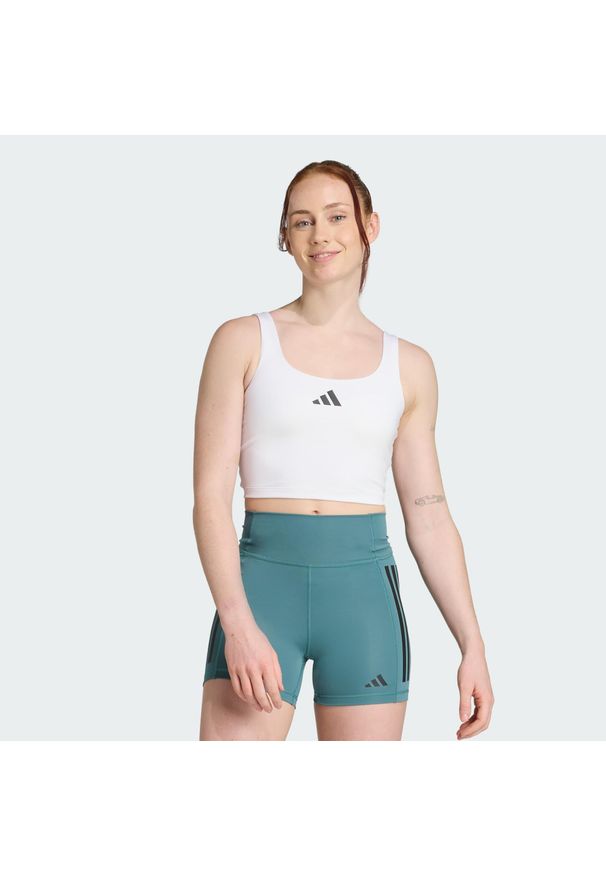 Adidas - Biustonosz Power Light Support Tank. Kolor: biały. Technologia: ClimaCool (Adidas). Sport: fitness