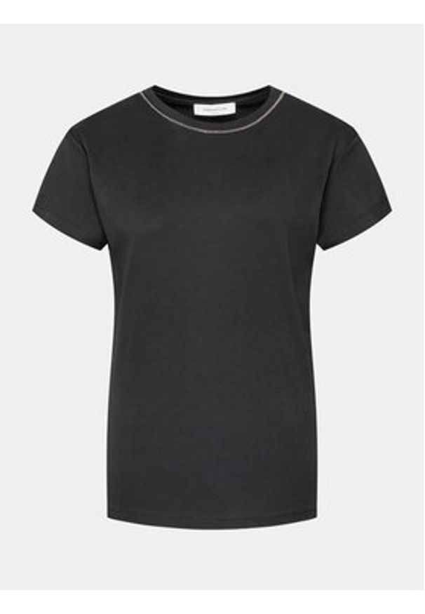 Fabiana Filippi T-Shirt JED273W126 Czarny Regular Fit. Kolor: czarny. Materiał: bawełna