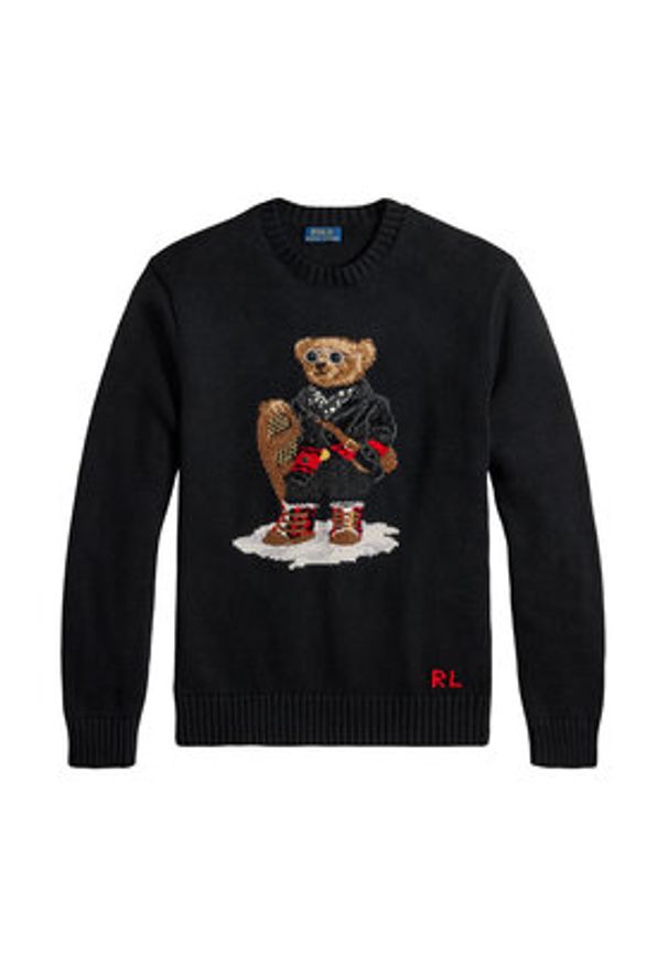 Polo Ralph Lauren Sweter 710982140001 Czarny Regular Fit. Typ kołnierza: polo. Kolor: czarny. Materiał: bawełna