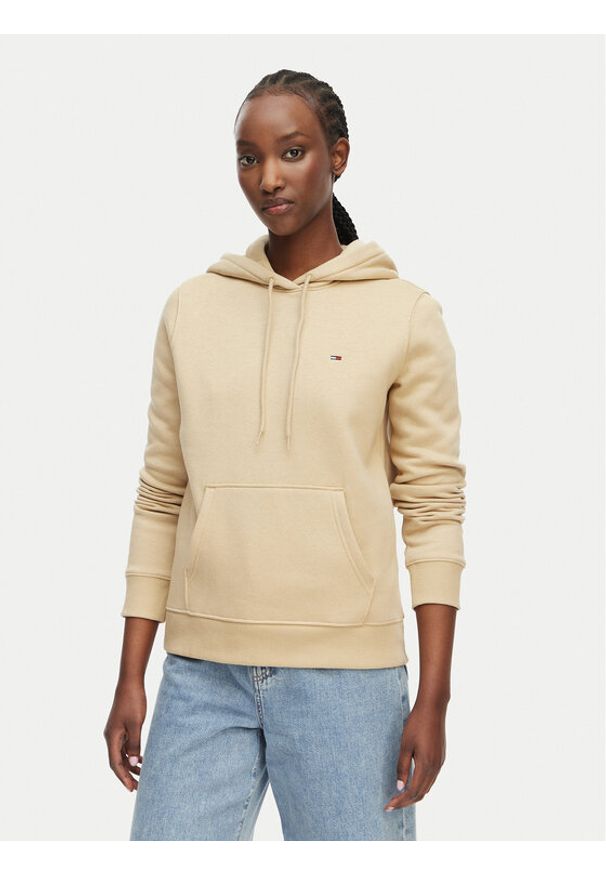 Tommy Jeans Bluza Flag DW0DW19958 Beżowy jasny Regular Fit. Kolor: beżowy. Materiał: bawełna