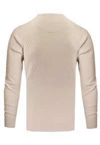 Bawełniany Sweter Męski, Okrągły Dekolt - Pako Jeans - Ecru, Tkanina z Fakturą. Kolor: brązowy, wielokolorowy, beżowy. Materiał: bawełna. Styl: klasyczny, elegancki