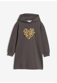 bonprix - Sukienka dresowa z czystej bawełny organicznej. Kolor: szary. Materiał: dresówka, bawełna. Wzór: motyw zwierzęcy