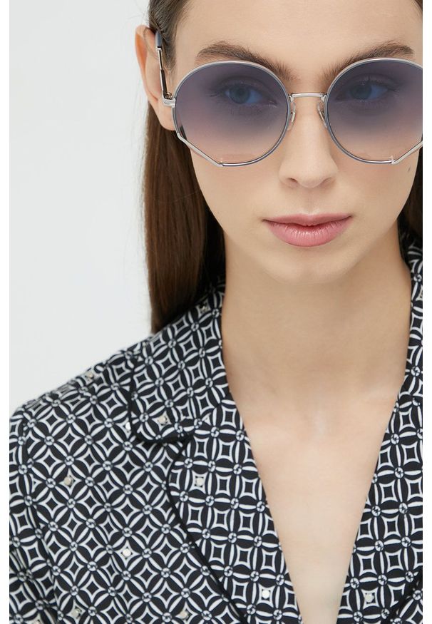MARC JACOBS - Marc Jacobs okulary przeciwsłoneczne damskie. Kształt: okrągłe. Kolor: niebieski
