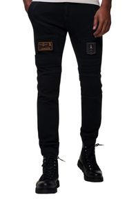 Aeronautica Militare - AERONAUTICA MILITARE Czarne męskie bojówki Jersey Anti-G, Rozmiar XL. Okazja: na co dzień. Kolor: czarny. Materiał: jersey. Styl: casual