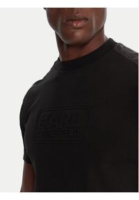 Karl Lagerfeld - KARL LAGERFELD T-Shirt 755030 554235 Czarny Regular Fit. Typ kołnierza: dekolt w karo. Kolor: czarny. Materiał: bawełna