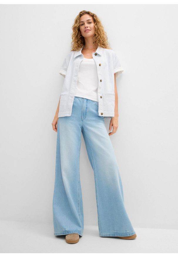 bonprix - Top (2 szt.). Okazja: na co dzień. Kolor: niebieski. Materiał: materiał, bawełna. Długość rękawa: na ramiączkach. Styl: casual