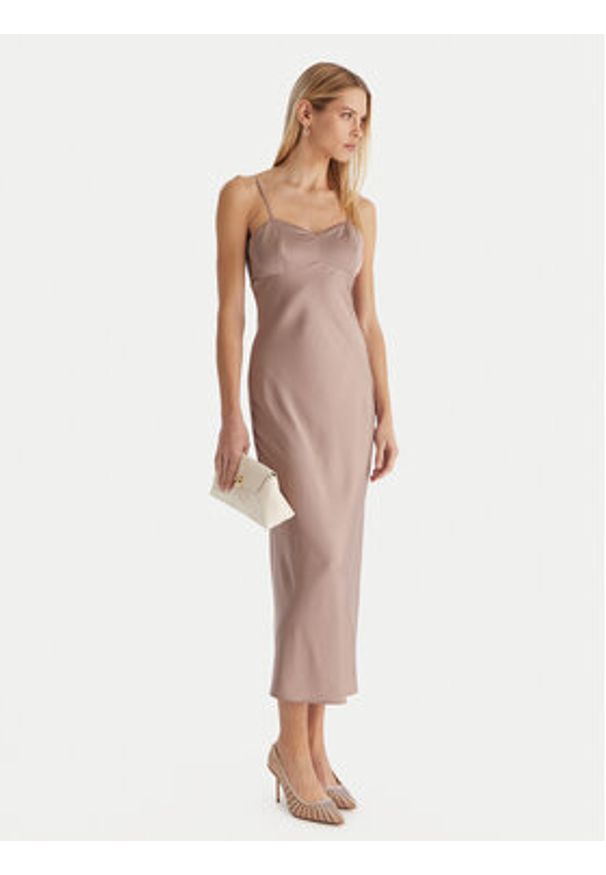 Guess Sukienka wieczorowa W5YK35 WHEZ2 Beżowy Slim Fit. Kolor: beżowy. Materiał: wiskoza. Styl: wizytowy