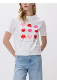 Reserved - T-shirt z nadrukiem - biały. Kolor: biały. Materiał: bawełna. Wzór: nadruk