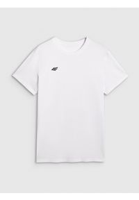 4f - 4F T-shirt regular gładki męski - biały XL. Okazja: na co dzień. Kolor: biały. Materiał: bawełna, materiał, jersey. Długość rękawa: krótki rękaw. Długość: krótkie. Wzór: gładki. Styl: casual, sportowy, klasyczny #1