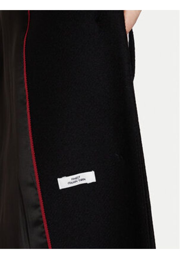 TOMMY HILFIGER - Tommy Hilfiger Płaszcz wełniany Classic WW0WW47445 Czarny Regular Fit. Kolor: czarny. Materiał: wełna