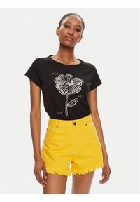 Sisley T-Shirt 3I1XL101S Czarny Boxy Fit. Kolor: czarny. Materiał: bawełna
