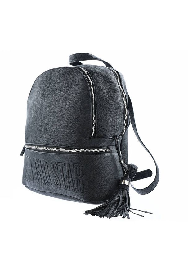 Big Star Accessories - Plecak unisex Big Star, materiał syntetyczny o gładkiej strukturze z pojemną komorą główną zapinaną na zamek uchwytem oraz regulowanymi szelkami, cza. Kolor: czarny. Materiał: materiał, syntetyk. Wzór: gładki. Styl: elegancki, casual, klasyczny