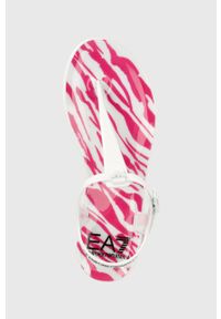 EA7 Emporio Armani sandały XFQ005.XK206.Q720 damskie kolor biały. Zapięcie: klamry. Kolor: biały. Materiał: materiał, guma. Wzór: gładki. Obcas: na obcasie. Wysokość obcasa: niski #3