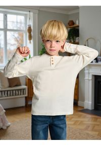 Sinsay - Bawełniana koszulka - kremowy. Kolor: kremowy. Materiał: bawełna
