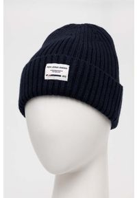 Pepe Jeans czapka z domieszką wełny Griffin kolor granatowy z grubej dzianiny. Kolor: niebieski. Materiał: wełna, dzianina #3
