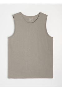 Sinsay - Bawełniany tank top basic - szary. Kolor: szary. Materiał: bawełna