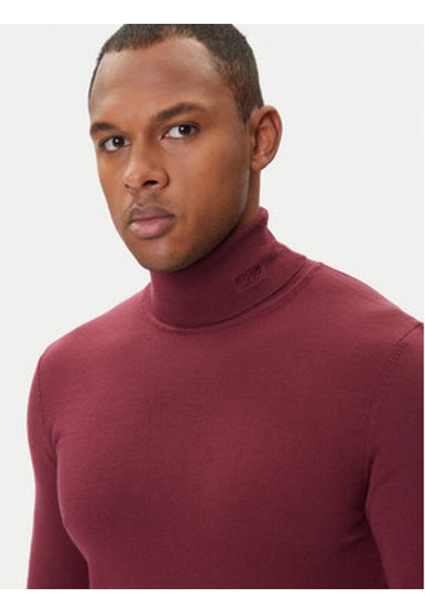 Hugo - HUGO Golf San Thomas-M 50474174 Bordowy Regular Fit. Typ kołnierza: golf. Kolor: czerwony. Materiał: wełna