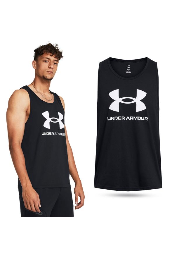 Under Armour - Koszulka męska tank top UNDER ARMOUR 1382883 bez rękawów. Kolor: czarny. Długość rękawa: bez rękawów