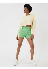 Sinsay - Szorty jeansowe high waist - zielony. Stan: podwyższony. Kolor: zielony. Materiał: jeans