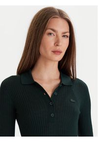 Lacoste Sweter AF4006 Zielony Slim Fit. Kolor: zielony. Materiał: wełna #4