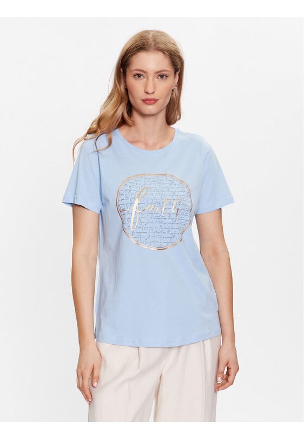 Fransa T-Shirt 20611797 Niebieski Regular Fit. Kolor: niebieski. Materiał: bawełna