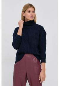Lauren Ralph Lauren - Sweter wełniany. Okazja: na co dzień. Kolor: niebieski. Materiał: wełna. Wzór: ze splotem. Styl: casual #1