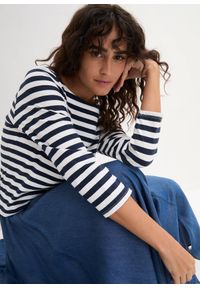 bonprix - Shirt z rękawami 3/4 i dekoltem w łódkę. Kolor: biały. Materiał: bawełna #3