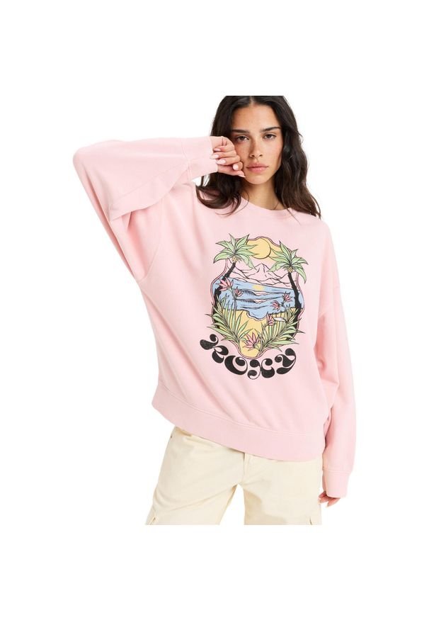 Roxy - Bluza z okrągłym dekoltem dla Kobiety LINEUP Różowy. Kolor: fioletowy. Materiał: poliester, bawełna, materiał