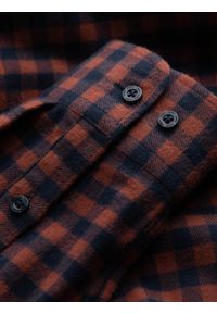 Ombre Clothing - Koszula męska flanelowa w kratę - granatowo-ceglasta V6 OM-SHCS-0150 - XXL. Kolor: niebieski. Materiał: bawełna. Styl: klasyczny #3