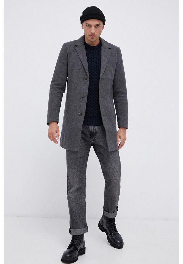 !SOLID - Sweter bawełniany. Okazja: na co dzień. Kolor: niebieski. Materiał: bawełna. Wzór: ze splotem. Styl: casual