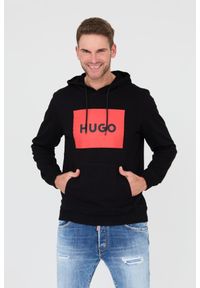 Hugo - HUGO Czarna męska bluza z kapturem, Rozmiar M. Typ kołnierza: kaptur. Kolor: czarny