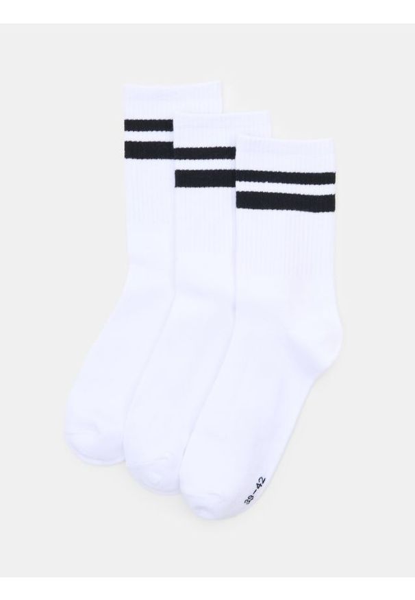 Sinsay - Długie skarpetki OEKO-TEX 3 pack - biały. Kolor: biały