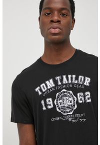 Tom Tailor t-shirt bawełniany kolor czarny z nadrukiem. Okazja: na co dzień. Kolor: czarny. Materiał: bawełna. Wzór: nadruk. Styl: casual #5
