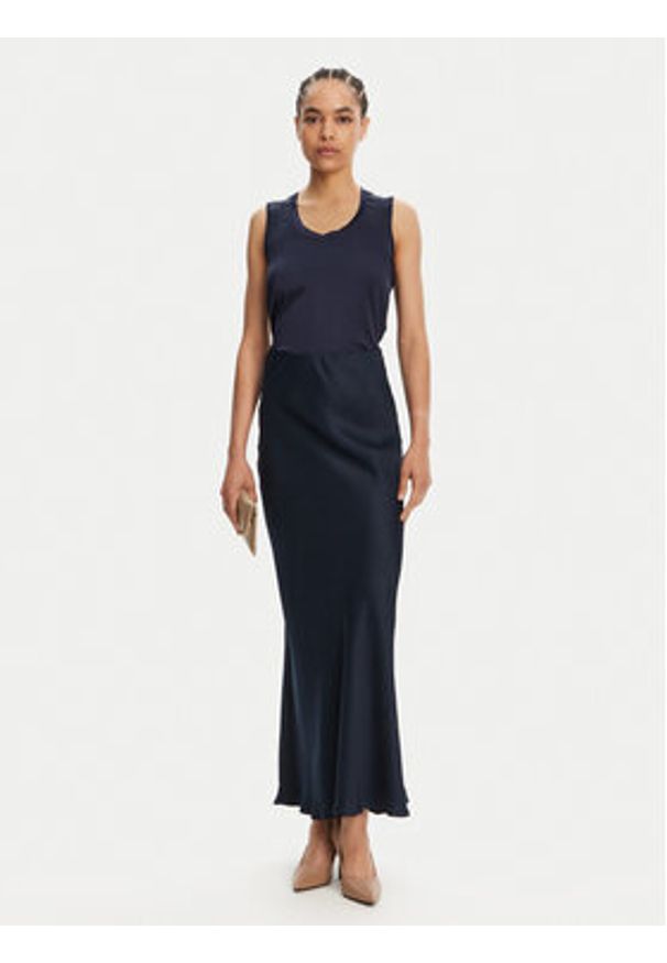 ViCOLO Spódnica maxi TD0472 Granatowy Slim Fit. Kolor: niebieski. Materiał: wiskoza