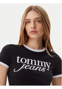 Tommy Jeans T-Shirt Script Ringer DW0DW20631 Czarny Slim Fit. Kolor: czarny. Materiał: bawełna #3