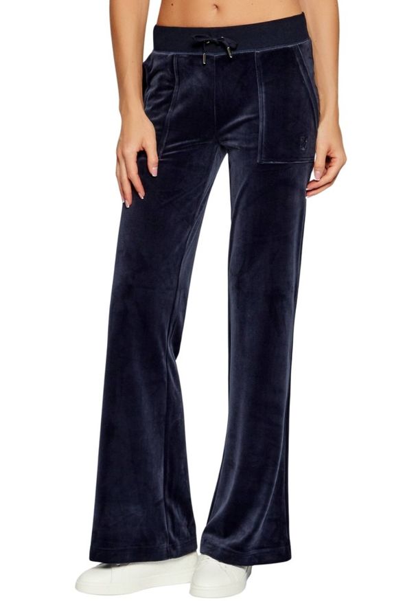 Juicy Couture - JUICY COUTURE Granatowe spodnie dresowe damskie Layla Low Rise, Rozmiar XS. Kolor: niebieski. Materiał: dresówka