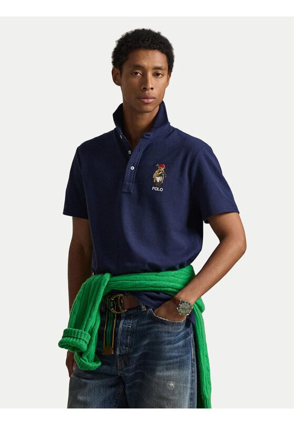 Polo Ralph Lauren Polo 710B16616001 Granatowy Regular Fit. Typ kołnierza: polo. Kolor: niebieski. Materiał: bawełna