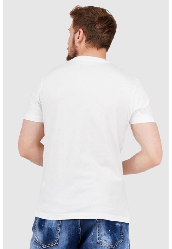 Diesel - DIESEL Biały t-shirt męski z granatowym logo, Rozmiar L. Kolor: biały. Materiał: prążkowany