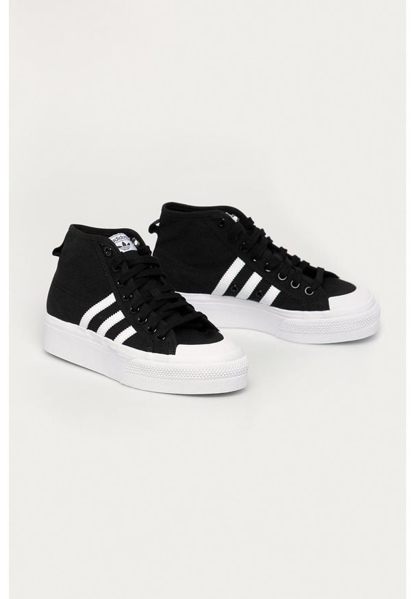 adidas Originals - Trampki Nizza Platform Mid. Nosek buta: okrągły. Zapięcie: sznurówki. Kolor: czarny. Materiał: guma. Obcas: na platformie